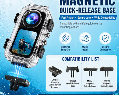 For Insta360 X6 PULUZ 60M / 196FT Underwater Waterproof Housing Invisible Magnetic Quick-Release Diving Case, Magnetic Quick-Release Waterproof Housing
