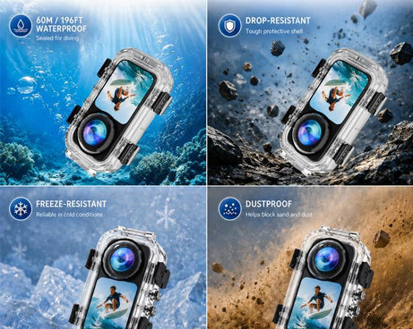 For Insta360 X6 PULUZ 60M / 196FT Underwater Waterproof Housing Invisible Magnetic Quick-Release Diving Case, Magnetic Quick-Release Waterproof Housing