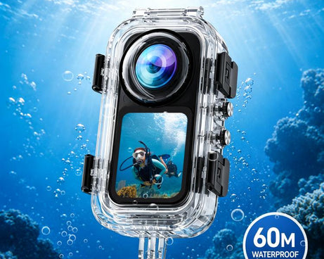 For Insta360 X6 PULUZ 60M / 196FT Underwater Waterproof Housing Invisible Diving Case HD PC Cover with Two-prong Base, Two-prong Base Waterproof Housing