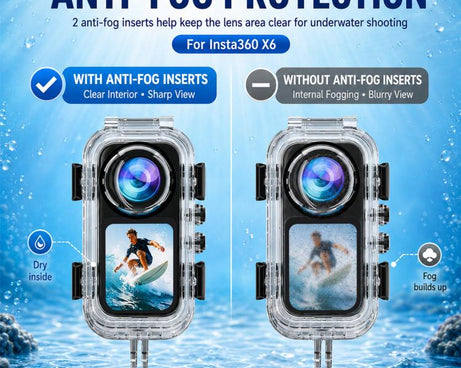 For Insta360 X6 PULUZ 60M / 196FT Underwater Waterproof Housing Invisible Diving Case HD PC Cover with Two-prong Base, Two-prong Base Waterproof Housing