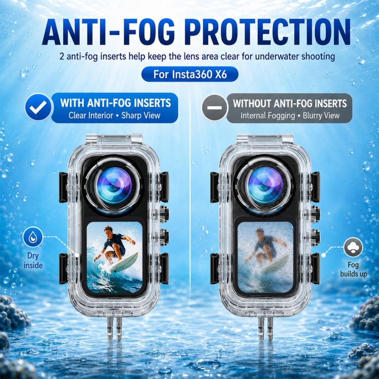For Insta360 X6 PULUZ 60M / 196FT Underwater Waterproof Housing Invisible Diving Case HD PC Cover with Two-prong Base, Two-prong Base Waterproof Housing