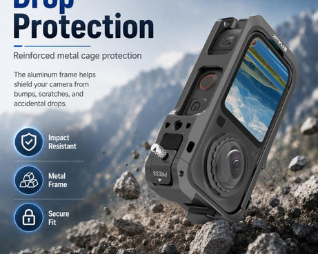 For Insta360 X6 PULUZ Metal Protective Cage Rig Housing Frame with Lens Cover, Support X6 Rechargeable Remote Selfie Stick