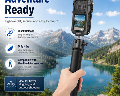 For Insta360 X6 PULUZ Metal Protective Cage Rig Housing Frame with Lens Cover, Support X6 Rechargeable Remote Selfie Stick
