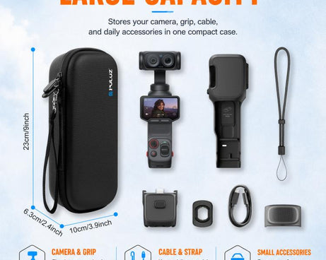 For Insta360 Luna Ultra PULUZ Hard Carrying Case PU Diamond Pattern EVA Protective Storage Bag, For Insta360 Luna Ultra / Pro
