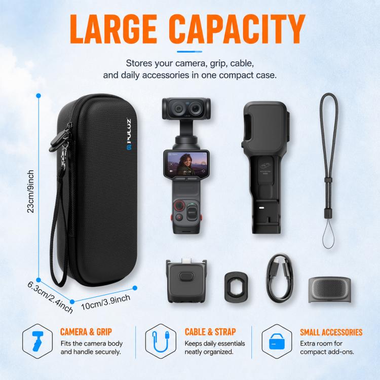 For Insta360 Luna Ultra PULUZ Hard Carrying Case PU Diamond Pattern EVA Protective Storage Bag, For Insta360 Luna Ultra / Pro