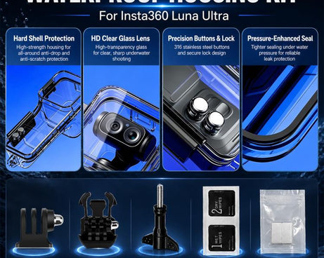 For Insta360 Luna Ultra Waterproof Housing 60m/196ft Underwater Diving Case, High-transparency Optical Glass, For Insta360 Luna Ultra