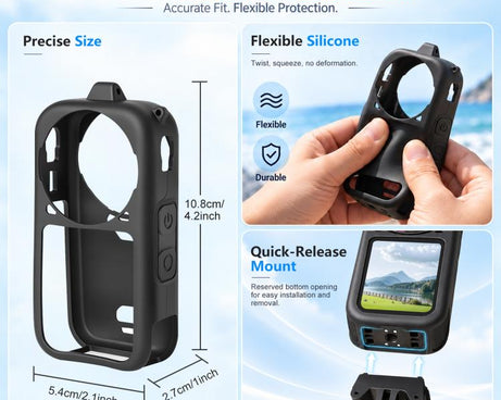 For Insta360 X6 PULUZ Silicone Protective Case with Lens Cover & Strap, Silicone Case