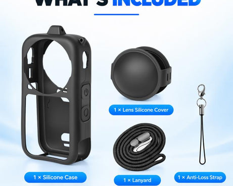 For Insta360 X6 PULUZ Silicone Protective Case with Lens Cover & Strap, Silicone Case
