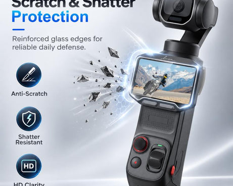 For Insta360 Luna Pro PULUZ 9H 2.5D HD Tempered Glass Lens Protector + Screen Film