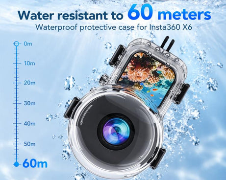 For Insta360 X6 PULUZ 60m Waterproof Hosing Sealed Diving Case with Underwater Lens, For Insta360 X6