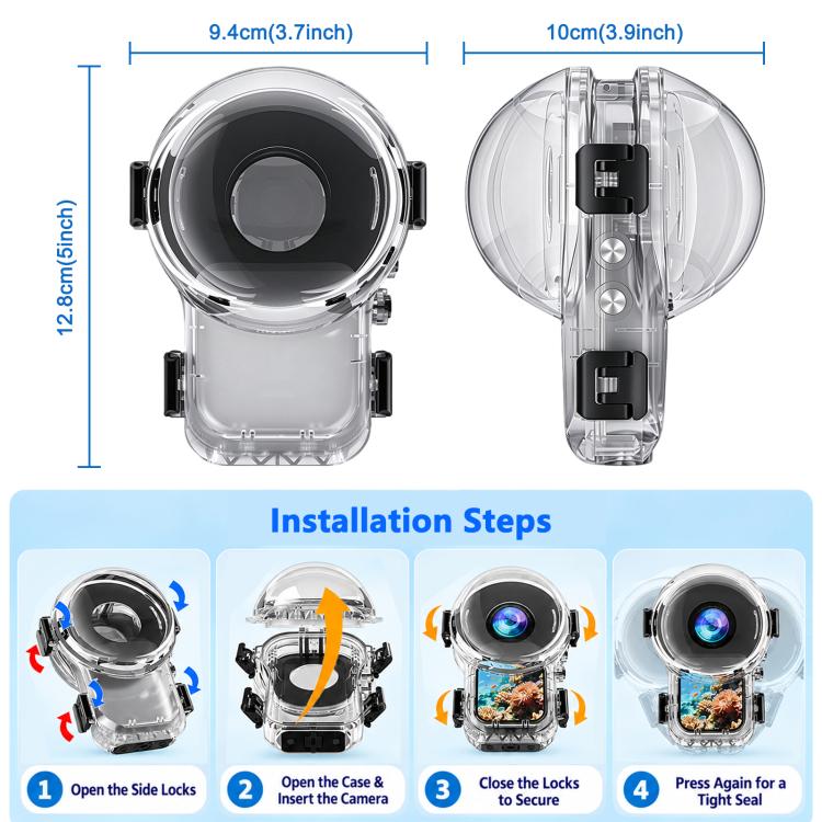 For Insta360 X6 PULUZ 60m Waterproof Hosing Sealed Diving Case with Underwater Lens, For Insta360 X6
