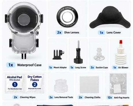 For Insta360 X6 PULUZ 60m Waterproof Hosing Sealed Diving Case with Underwater Lens, For Insta360 X6