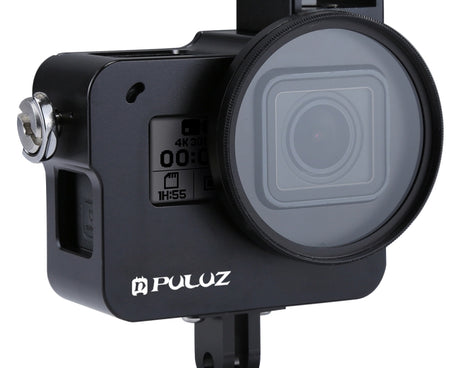 PULUZ Housing Shell CNC Aluminum Alloy Protective Cage with Insurance Frame & 52mm UV Lens for GoPro HERO(2018) /7 Black /6 /5, For HERO6 /5 Pull Frame UK Stock, For HERO6 /5 Pull Frame US Stock, For HERO6 /5 Pull Frame AE Stock, For HERO6 /5 Pull Fram...
