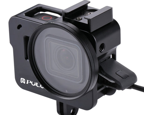 PULUZ Housing Shell CNC Aluminum Alloy Protective Cage with 52mm UV Lens for GoPro HERO(2018) /7 Black /6 /5, For HERO6 /5 No Frame UK Stock, For HERO6 /5 No Frame US Stock, For HERO6 /5 No Frame AE Stock, For HERO6 /5 No Frame, For HERO5/6 No Frame