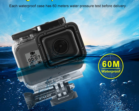 PULUZ for GoPro HERO(2018) / HERO7 Black /6 /5 60m Underwater Waterproof Housing Diving Protective Case with Buckle Basic Mount & Screw, For HERO5