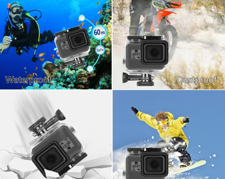 PULUZ for GoPro HERO(2018) / HERO7 Black /6 /5 60m Underwater Waterproof Housing Diving Protective Case with Buckle Basic Mount & Screw, For HERO5