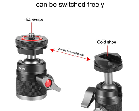 PULUZ Aluminum Alloy Ball Head Tripod Mount with Cold Shoe Base, Cold Shoe Ball Head