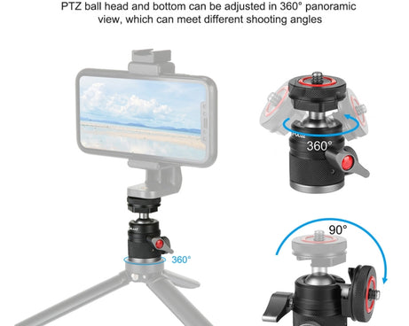 PULUZ Aluminum Alloy Ball Head Tripod Mount with Cold Shoe Base, Cold Shoe Ball Head