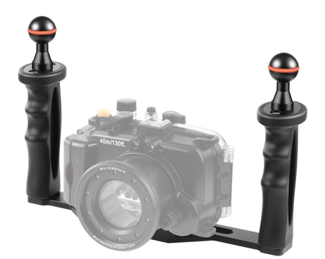 PULUZ Dual Handles Aluminium Alloy Tray Stabilizer for Underwater Camera Housings, B Type Alloy Tray Stabilizer(Black)