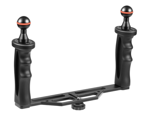 PULUZ Dual Handles Aluminium Alloy Tray Stabilizer for Underwater Camera Housings, B Type Alloy Tray Stabilizer(Black)