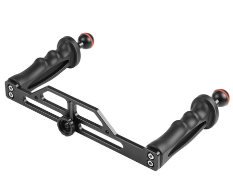 PULUZ Dual Handles Aluminium Alloy Tray Stabilizer for Underwater Camera Housings, B Type Alloy Tray Stabilizer(Black)