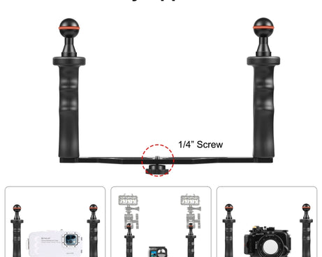 PULUZ Dual Handles Aluminium Alloy Tray Stabilizer for Underwater Camera Housings, B Type Alloy Tray Stabilizer(Black)