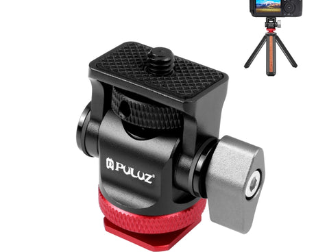 PULUZ Mini 180 Degree Swing Tripod Ball Head Cold Shoe Mount Adapter, Mini 180 Degree Ball Head(Red), Mini 180 Degree Ball Head(Silver)