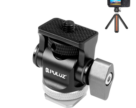 PULUZ Mini 180 Degree Swing Tripod Ball Head Cold Shoe Mount Adapter, Mini 180 Degree Ball Head(Red), Mini 180 Degree Ball Head(Silver)