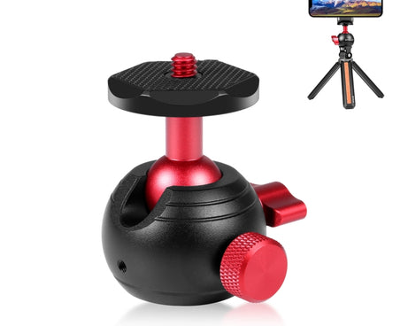 PULUZ 360 Degree Panoramic Metal Tripod Ball Head Adapter, 360 Panorama (Red)