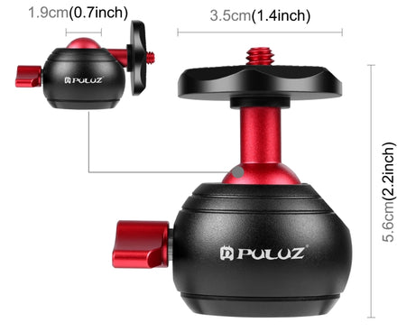 PULUZ 360 Degree Panoramic Metal Tripod Ball Head Adapter, 360 Panorama (Red)