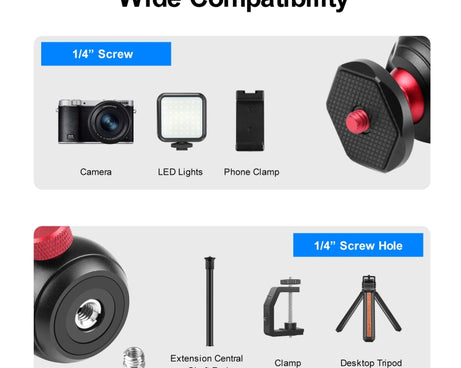 PULUZ 360 Degree Panoramic Metal Tripod Ball Head Adapter, 360 Panorama (Red)
