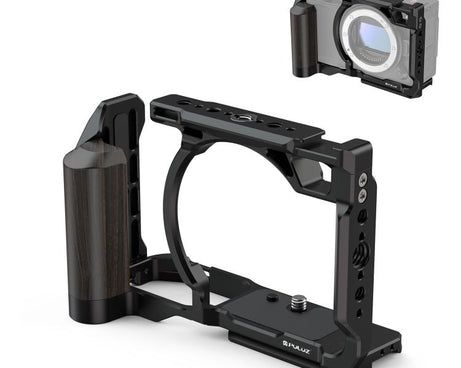 For Nikon ZR PULUZ Wood Handle Metal Camera Cage Expansion Frame, For Nikon ZR Cage