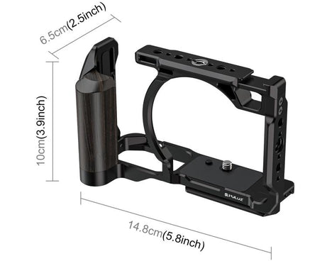 For Nikon ZR PULUZ Wood Handle Metal Camera Cage Expansion Frame, For Nikon ZR Cage