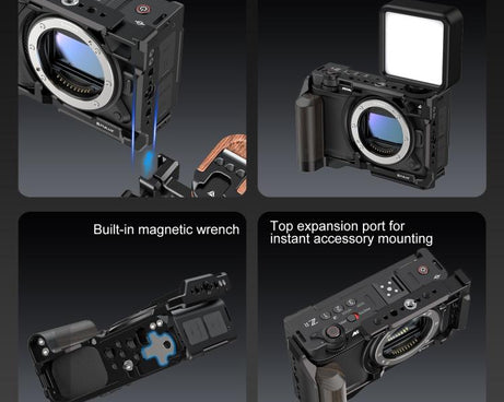 For Nikon ZR PULUZ Wood Handle Metal Camera Cage Expansion Frame, For Nikon ZR Cage