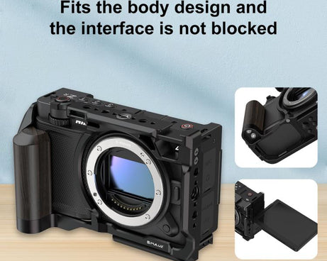 For Nikon ZR PULUZ Wood Handle Metal Camera Cage Expansion Frame, For Nikon ZR Cage