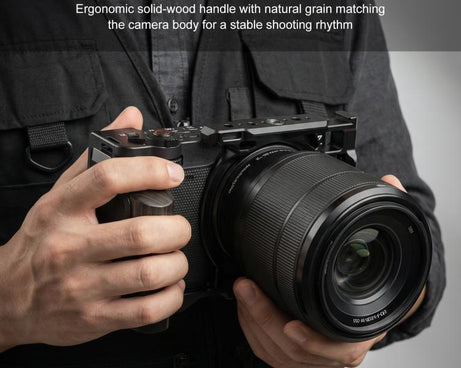 For Nikon ZR PULUZ Wood Handle Metal Camera Cage Expansion Frame, For Nikon ZR Cage
