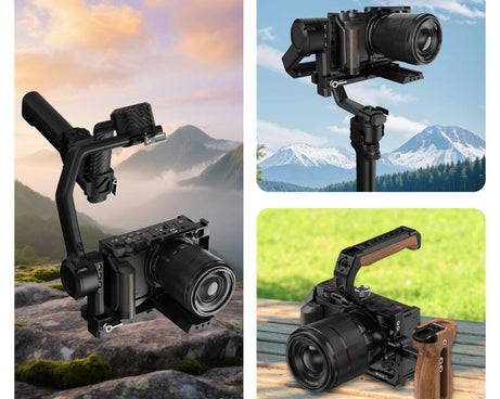 For Nikon ZR PULUZ Wood Handle Metal Camera Cage Expansion Frame, For Nikon ZR Cage