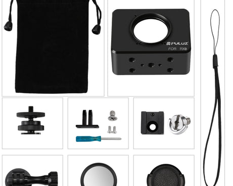 PULUZ Housing Shell CNC Aluminum Alloy Protective Cage with 37mm UV Lens & Base Mount & Screw for Sony RX0, Cage Kits Black(AE), Cage Kits Black
