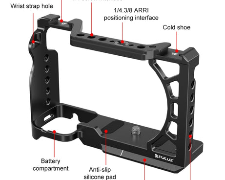 For Sony A6500 / A6400 / A6300 / A6000 PULUZ Metal Camera Cage Expansion Mount Stabilizer Rig, For Sony A6500 / A6400 / A6300 / A6000