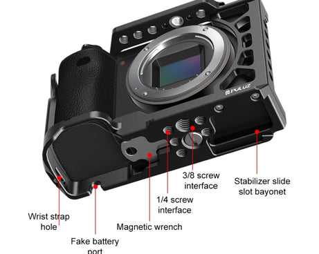 For Sony A6500 / A6400 / A6300 / A6000 PULUZ Metal Camera Cage Expansion Mount Stabilizer Rig, For Sony A6500 / A6400 / A6300 / A6000