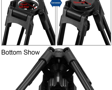 PULUZ 75mm Half Ball Flat to Bowl Adapter for Fluid Head Tripod DSLR Rig Camera, Metal Material, Bowl Adapter