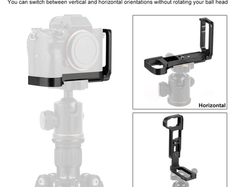 PULUZ 1/4 inch Vertical Shoot Quick Release L Plate Bracket Base Holder for Sony A9 (ILCE-9) / A7 III/ A7R III