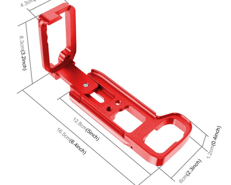 PULUZ 1/4 inch Vertical Shoot Quick Release L Plate Bracket Base Holder for Sony A9 (ILCE-9) / A7 III/ A7R III, For Sony A9 (Red)