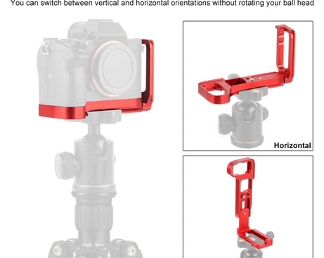 PULUZ 1/4 inch Vertical Shoot Quick Release L Plate Bracket Base Holder for Sony A9 (ILCE-9) / A7 III/ A7R III, For Sony A9 (Red)