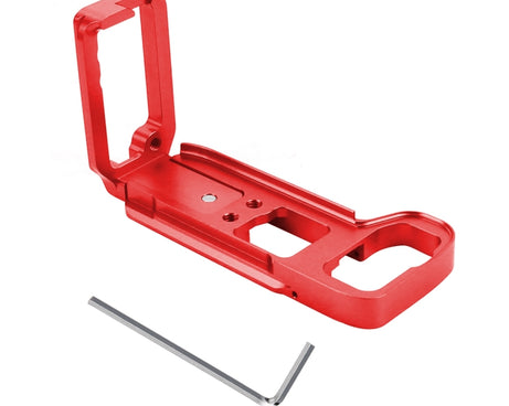 PULUZ 1/4 inch Vertical Shoot Quick Release L Plate Bracket Base Holder for Sony A9 (ILCE-9) / A7 III/ A7R III, For Sony A9 (Red)