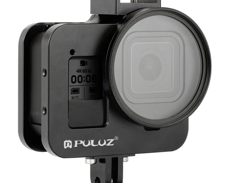 PULUZ Housing Shell CNC Aluminum Alloy Protective Cage with Insurance Frame & 52mm UV Lens for GoPro HERO8 Black, For HERO8 Black with Frame