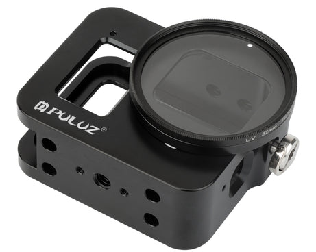 PULUZ Housing Shell CNC Aluminum Alloy Protective Cage with Insurance Frame & 52mm UV Lens for GoPro HERO8 Black, For HERO8 Black with Frame