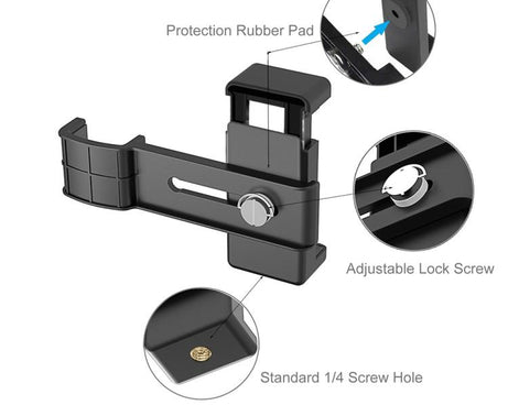 PULUZ Smartphone Fixing Clamp 1/4 inch Holder Mount Bracket for DJI OSMO Pocket / Pocket 2