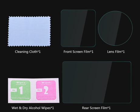 PULUZ Lens + Front and Back LCD Display 9H 2.5D Tempered Glass Film for DJI Osmo Action