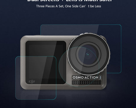 PULUZ Lens + Front and Back LCD Display 9H 2.5D Tempered Glass Film for DJI Osmo Action